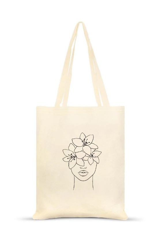 Çiçek ve Yüz Desenli Çanta